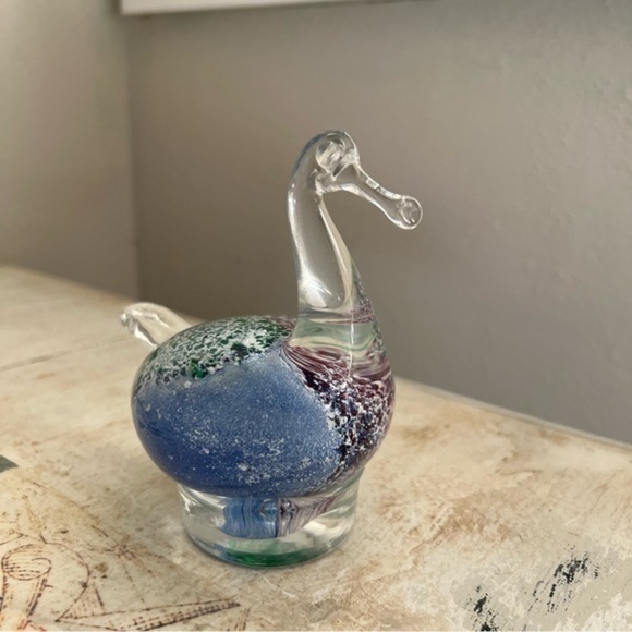 Vintage MURANO Hand Blown BLUE PURPLE PINK CLEAR Art Glass DUCK SCULPTURE Italy - Picture 6 of 6
